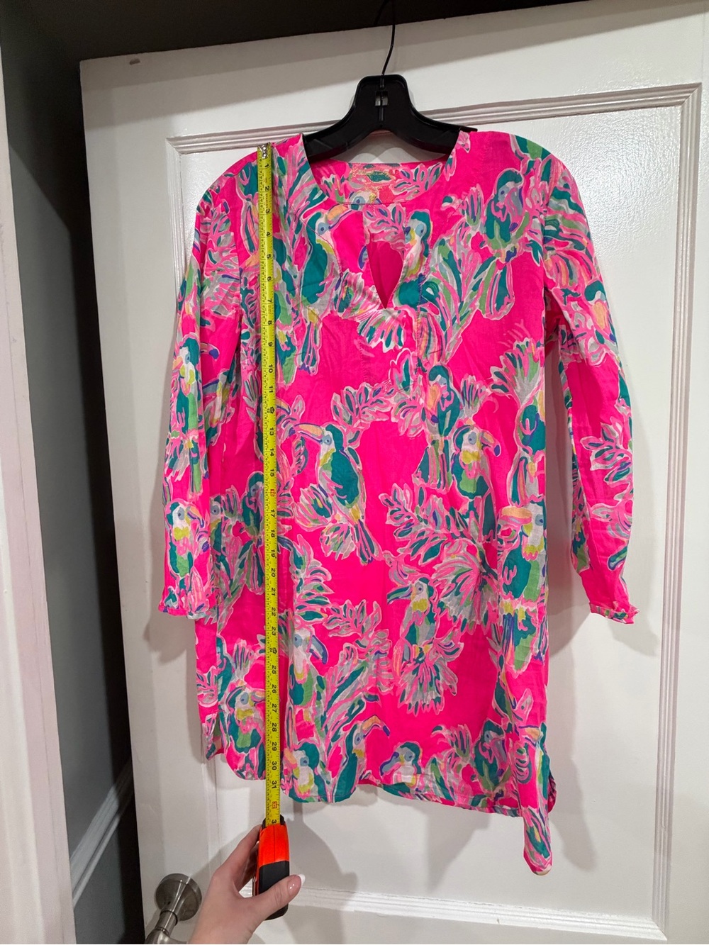 Lilly Pulitzer Hot Pink Tropical Parrot Tunic XS - Picture 5 of 10